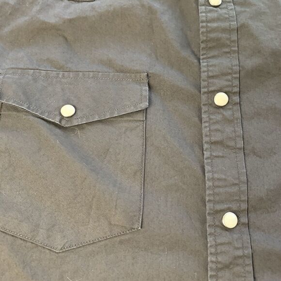 Double Pump Western Pearl Snap Shirt Mens Button Up Plain Black Size L Large - Picture 4 of 10